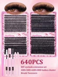 Bộ 640/576/576/560 sợi mi giả xoăn dạng chùm - Độ dày cao, tạo hiệu ứng trang điểm mắt tự nhiên, dày dặn và mềm mại, hộp đựng mi giả dạng chùm dung lượng lớn, chất liệu mềm mại, bền chắc. Mi giả, bộ trang điểm mắt cáo/mắt mèo tự làm, bộ trang điểm mắt dự tiệc âm nhạc (40D+50D+60D+80D/40A+50A+60A+80A/40A+60A+80A/60A+80A+100A) Mi giả dạng chùm - Nhiều màu - Xem 9
