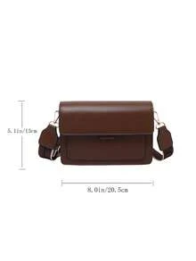 Fashionable Minimalist Flap Shoulder Strap Crossbody Bag - Coffee - View 6