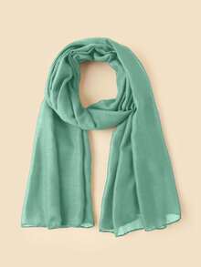 1pc Solid Color Long Scarf, Suitable For Mosque Use, Modest Hijab, Beach, Holiday, Travel Essential - Green - View 2