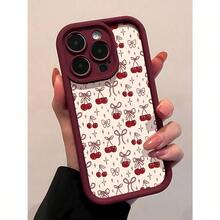 Funda para teléfono con diseño de lazo de cereza compatible con fundas para iPhone 11, 11pro, 11promax, 12, 12MINI, 12pro, 12promax, 13, 13MINI, 13pro, 13promax, 14, 14PLUS, 14pro, 14promax, 15, 15PLUS, 15PRO, 15PROMAX, 16, 16E, 16PLUS, 16PRO, 16PROMAX, X, XS, XR, XSMAX, teléfonos móviles, bolsos, accesorios para móviles, fundas para teléfonos, decoración de interiores, accesorios, fundas transparentes para teléfonos, verano, correas para teléfonos, fundas para teléfonos de hombre, fundas para teléfonos de mujer, protección para teléfonos móviles, accesorios de playa, dulces de fresa, fundas protectoras - Estilo (1 pieza) - Ver 1