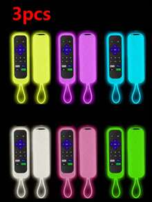 3pcs Silicone Luminous Remote Control Protective Cover For TCL ROKU Series RC280TV,Anti-Dropping, Glow-In-The-Dark For Better Night Use (Blue+White+Green) - Blue White Green - View 2