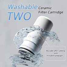 Faucet Water Filter, 7-Layer Kitchen Filter Water Faucet Element, Activated Carbon Ceramic Filter Reduces 99% Chlorine, Limescale, Heavy Metals (2*Filter) - Black - View 4