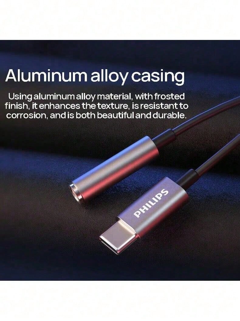 PHILIPS SWR1504H/93 Audio Adapter: Type-C To 3.5mm Jack, High-Fidelity Decoding Chip, Compatible With Huawei, Xiaomi, And Apple Phones And Tablets. - View 1