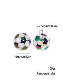 10 piezas de cuentas acrílicas con forma de fútbol de 16 mm de colores mixtos brillantes y aleatorios, adecuadas para hacer pulseras y collares DIY - Suministros de manualidades vibrantes, cuentas para pulseras - Multicolor - Ver 6
