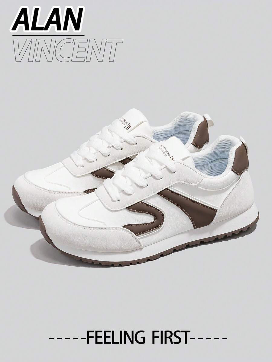 Alan Vincent【免费退换货】【轻盈自由系列】女士新款平底鞋,舒适时尚,跑步鞋,休闲运动鞋,女士办公鞋,日常百搭经典白鞋 - 白色 - 查看 1