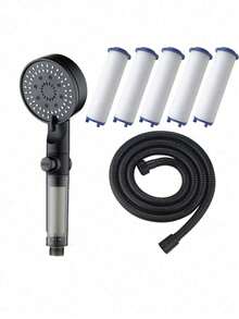 Pomme de douche haute pression avec filtre, pomme de douche à main, fonction de massage pluie, tuyau flexible de 1,5 m, support en ABS, cadeau idéal pour la fête des mères ou la fête des pères - Multicolore - Voir 10