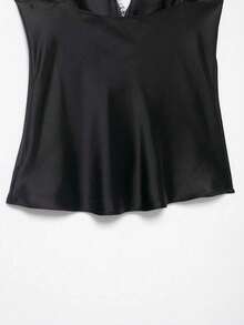 DEEKA Spring/Summer New Women's Fashion Sexy Lace Satin Blouse - Black - View 11
