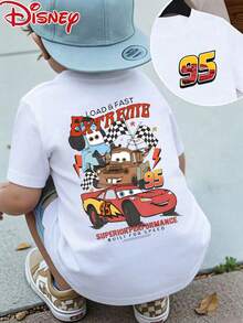 Baby Boys Tops, Disney Short-Sleeved T-Shirt, Cars Crew Extreme Performance Pattern Printing,Summer Breathable Comfortable Short Sleeves, Female Baby Boy With T-Shirt. - 白色 - 查看 1