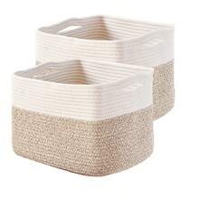 2-Pack Storage Baskets For Shelves, Playroom And Classroom Basket, Book Decorative Cube Bins, Woven Closet Organizers, Baby Nursery Baskets - Xem 9