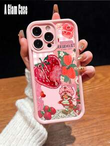 Vintage Strawberry Girl & Gingham Lace Collage Print Pink Frame Phone Case, Soft TPU Cover. It Is Compatible With Galaxy Models Including Compatible For Galaxy S25, S24, S23, S22, S21 PLUS, FE And Ultra,Galaxy A33 Compatible With For Iphone17 Pro Max, 16, 15, 14 And 13. It Makes A Perfect Gift For Birthdays, Holidays, New Year And Valentine's Day. - 粉色6 - 查看 2