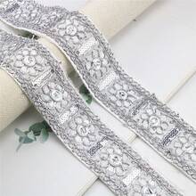 2 Yards Multicolor Metallic Thread 3D Flower Embroidered Lace Trim For Clothing Dress Hat Bag Decoration Crafts DIY Supplies - Multicolor - View 21