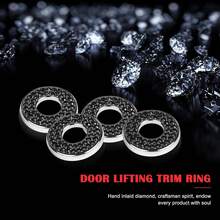 4pcs Shiny Car Door Lock Cover, Rhinestone Pull Rod Bolt Decorative Sticker, Shiny Car Accessories For Women, Compatible With A/B/C/D/E Class Door & Window Lock Modification - Menti - View 8