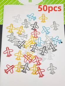 10/30/80个创意飞机造型回形针，多种颜色可选，可爱金属飞机书签，适用于派对邀请函、学生礼物、笔记本、办公用品、文件整理、返校必备品 - 彩色 - 查看 13