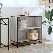 Grau Holzwerkstoff Bücherschrank 80,5x35x76cm Bibliothek Aufbewahrung Stauraum Buecher Dekoration Moderne Stabil Wohnzimmer Schlafzimmer Kueche Badezimmer Flur Diele Inneneinrichtung - Grau - Übersicht 3