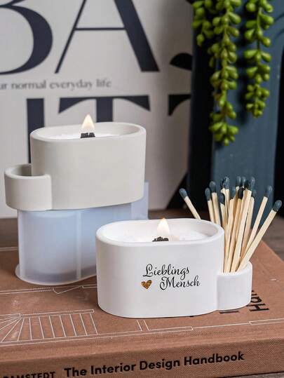 1PC Oval Storage Box Silicone Mold, Candle Cup For Home Decor / Room Decor / Wedding Decor, Handmade Aromatherapy Candle Cup Plaster Mold, DIY Match Storage Box Epoxy Resin Mould, DIY Gift Ornament Gypsum Molds