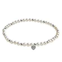 1条925纯银4毫米白色珍珠弹力手链 - 白色 - 查看 1