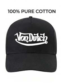 1pcs VonDutch Printed Baseball Cap, Classic Casual Retro Y2K Unisex Baseball Cap, Adjustable Size, Lightweight And Sun Protection, Suitable For Outdoor Sports, Daily Parties, And Vacations, The - Black - View 3