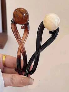 2pcs/1pc Retro Coffee Color Pearl Twist Hair Clips, Elegant Minimalist Design, Suitable For Women's Commute, Daily Hairstyles, Spring & Summer Hair Accessories,Holiday,Travel,Festival,Party - Multicolor - View 10