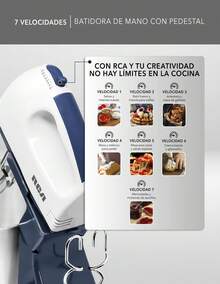 RCA Batidora de Pedestal RC-67SS de 120W con 6 Velocidades Ajustables, Tazón de 4L de Acero Inoxidable, Accesorios para Amasar, Batir y Mezclar, Diseño Elegante en Negro y Acero Inoxidable - Gris - Ver 7