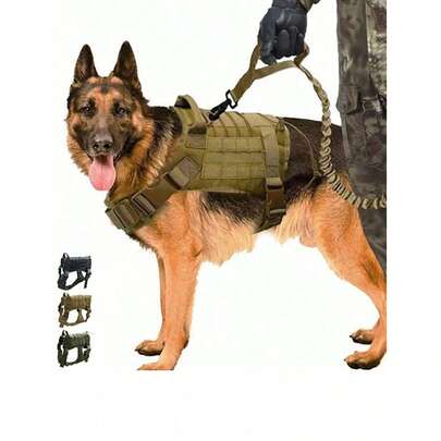 Arnés y correa táctica para perro, adecuada para perros medianos a grandes, estilo militar con correa ajustable para el pecho, para entrenamiento y paseos