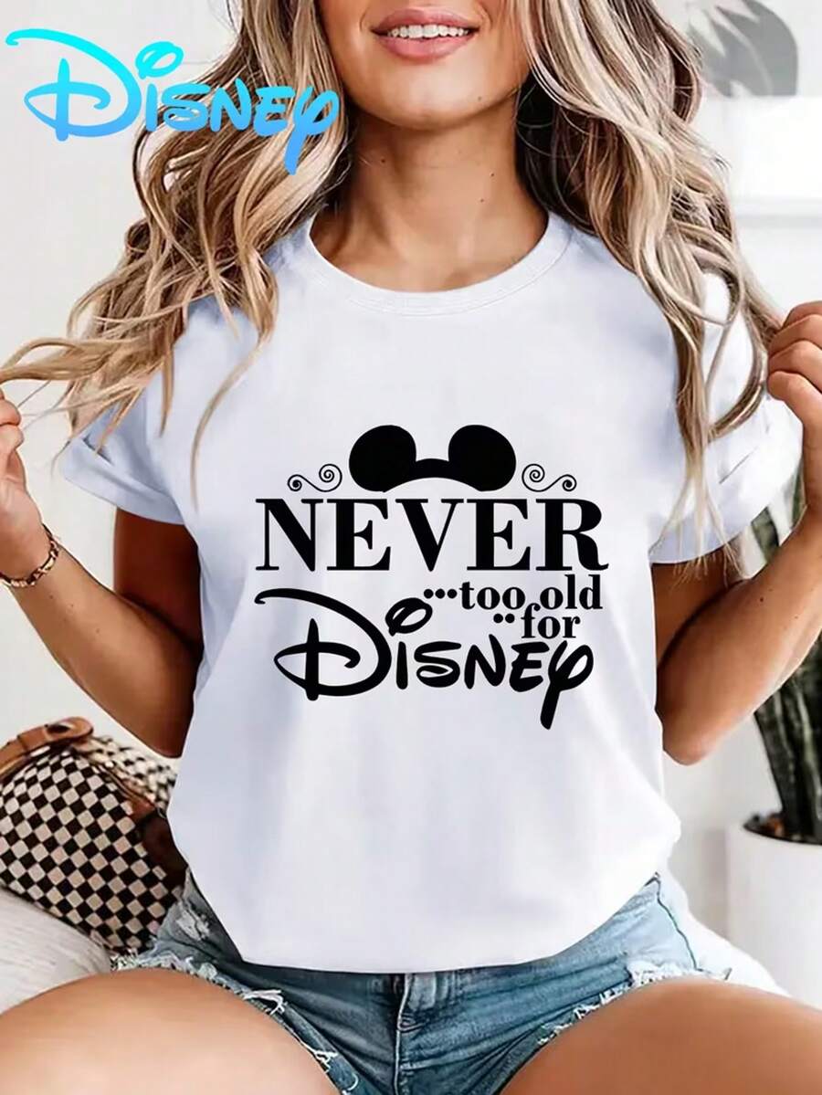 Disney Is Never Too Old "T-Shirt, Mickey Mouse Head T-Shirt Casual Short-Sleeved Shirt, Holiday Gift For Disney Fans. - White - View 1