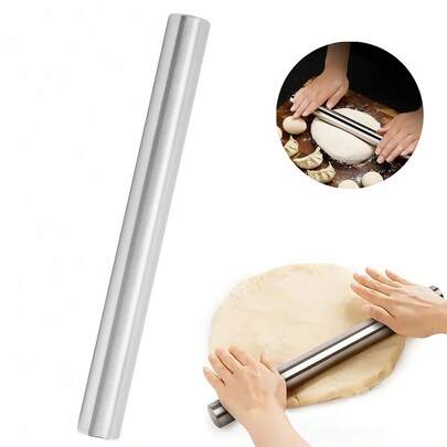 Professional Stainless Steel Rolling Pin, Lightweight Metal French Rolling Pin, Ideal For Baking, Fondant, Pizza Dough, Dumplings, Cookies And Pastry Dough, Cheese And Pie Crust