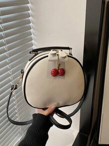 2026 New Fashion Cherry Crossbody Bag, Korean Style Ins Chic Shoulder Bag, Large Capacity - Black - View 9