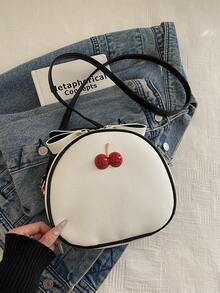 2026 New Fashion Cherry Crossbody Bag, Korean Style Ins Chic Shoulder Bag, Large Capacity - Black - View 6