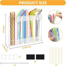 Acrylic Straw Holder Cabinet Door - Magnetic Straws Storage Container With Adhesive & Stickers, Reusable Straws Dispenser, Space-Saving Straw Organizer Kitchen - 1 - View 5