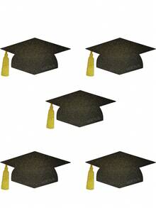 5pcs Graduation Signature Cards, Graduation Season Signature Cards, Doctorate Party Glitter Decorations, Black Glitter Cardstock, DIY Graduation Cap Decor Accessories, Suitable For Graduation Cap Decoration, Graduation Party Celebration Gifts - Multiple Styles - View 11