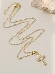 Mặt dây chuyền hình thánh giá mạ đồng 18k kiểu cổ điển, thời trang và đa năng dành cho nữ. - Nhiều màu - Xem 5