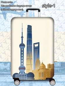 1個 / 全球旅行系列印花圖案 / 平面印花設計 / 行李箱套 (僅含行李箱套，不含行李箱) / 適用於20至28英吋行李箱 / 加厚布料製成 / 您的旅行與託運行李必備配件 - 彩色 - 查看 9
