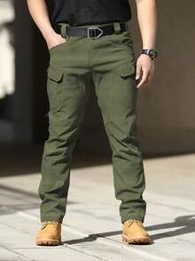 Men's Tactical Pants With Multiple Pockets, Multi-Pocket Design For Hiking & Outdoor Adventures, Camping Gear - 綠色 - 查看 1