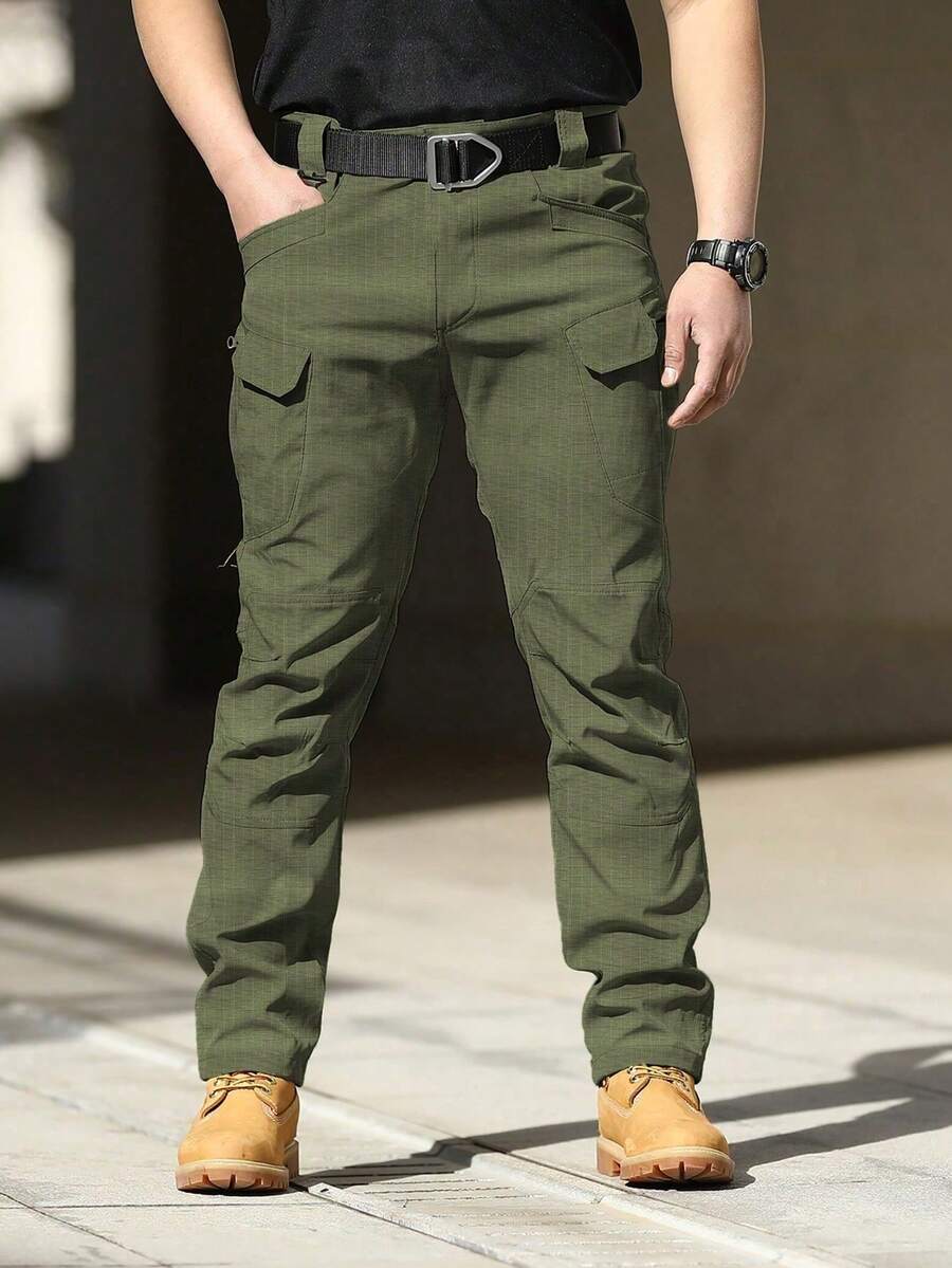 Men's Tactical Pants With Multiple Pockets, Multi-Pocket Design For Hiking & Outdoor Adventures, Camping Gear - 綠色 - 查看 1