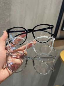 1pc Women's Simple Design Round Frame Decorative Glasses, Suitable For Daily Commute Wear - Multicolor - View 6