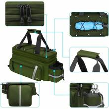 Bike Rack Bag With Rain Cover, 8L Insulated Bicycle Trunk Cooler Bag With 2 Foldable Side Panniers, Multifunctional Rear Seat Cargo Shoulder Bag (Willow Green) - Army Green - View 9