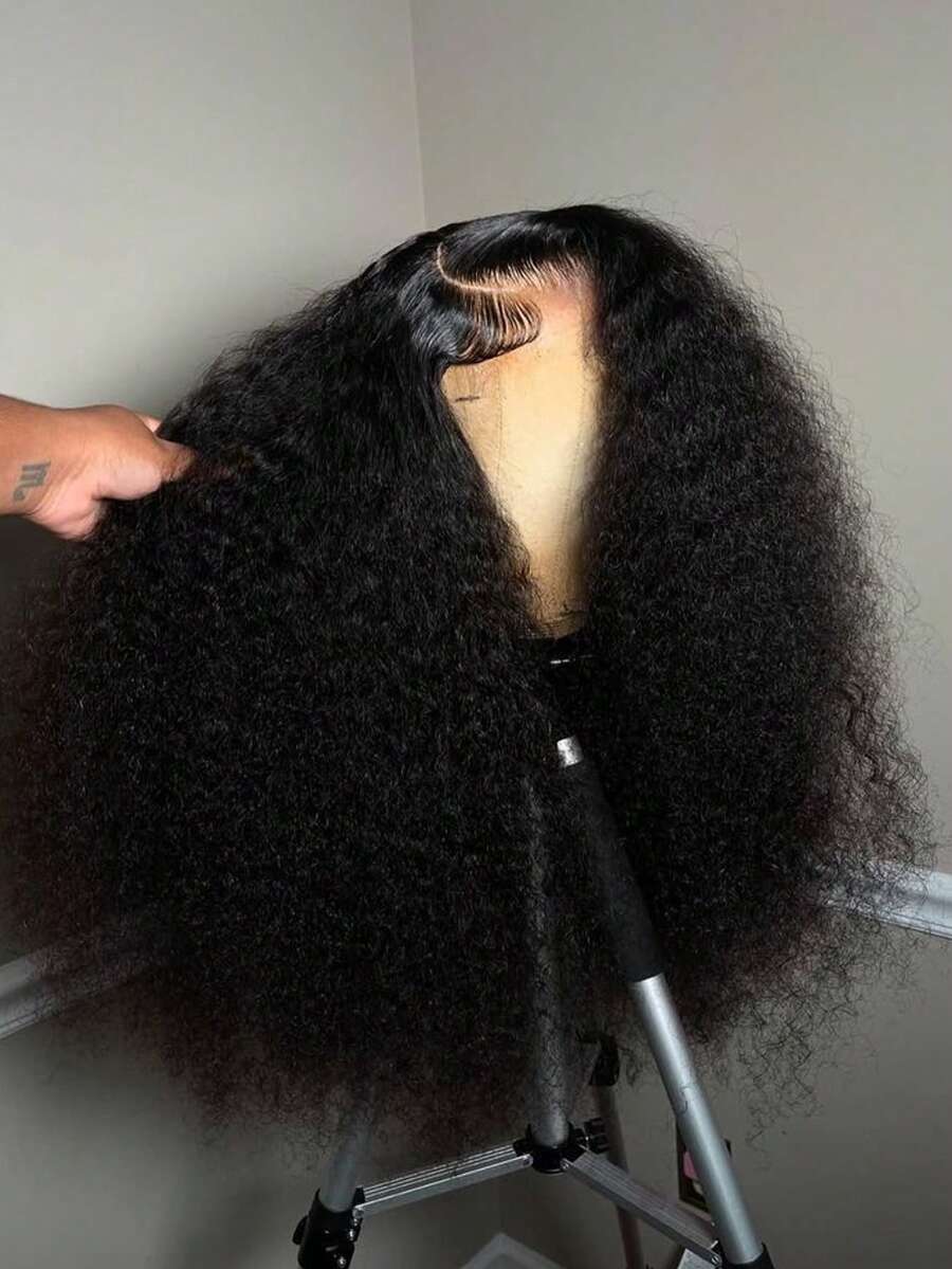 Uveous Afro Kinky Curly Wig HD Transparent Lace Frontal Wig Deep Part 13x6 Lace Front Wig Human Hair 250 Density Remy Brazilian Human Hair Pre Plucked With Baby Hair Natural Color Halloween Season - Tóc giả màu tự nhiên - Xem 1