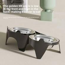 Bát đựng thức ăn cho mèo bằng thép không gỉ, bát đựng nước cho thú cưng, chống tràn, đồ dùng cho mèo, bát đựng cơm. - 300ml - Xem 2