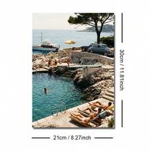 1pc Framed/Unframed Summer Coastal Ocean Luxury Canvas Poster Mediterranean Travel Landscape Old Money Aesthetic Wall Art Print Vintage Beach House Decor Painting For Drom,Living Room,Bedroom,Modern Home Decoration - Poster - View 8