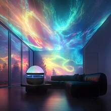 1 pieza Proyector de galaxia con efecto de luces del norte, luz ambiental LED, brillo ajustable y multicolor, alimentado por USB, iluminación envolvente, decoración para habitación/sala de juegos, regalo de cumpleaños/aniversario - Multicolor - Ver 4