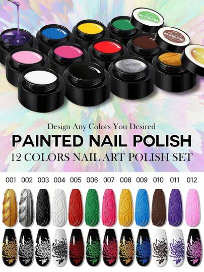 AiFer 12支装8毫升/支凝胶指甲油套装，持久耐用，不含铅，半永久性可卸UV凝胶指甲油，适合夏季，DIY美甲设计，可用于装饰，美甲沙龙和家庭美甲用品套装