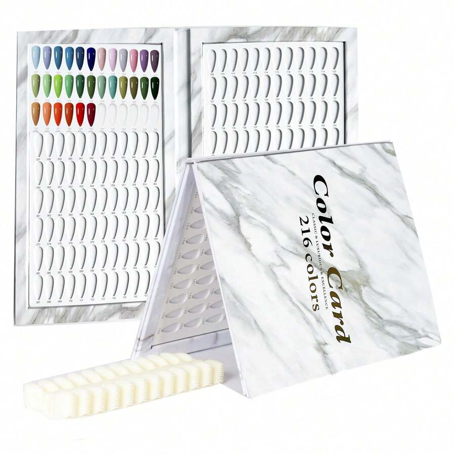 216pcs Color Card Display Board With 240pcs Fake Nail Polish Color Cards, Suitable For Personal And Nail Art Enthusiasts, Nail Salon Color Card Set, Nail Polish & Gel Comparison Color Card Display Rack - Dusty Pink - View 1