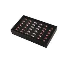 Caja expositora de anillos con 36 ranuras, soporte de metal para guardar pendientes, caja de almacenamiento con cubierta transparente, vitrina para joyas. - solo esponja negra - Ver 5