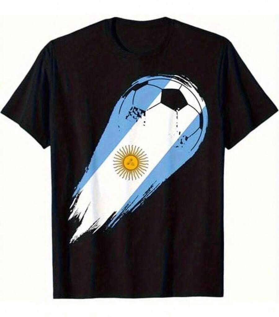 2026 World Cup Graphic Tees, Men's & Women's Argentina FootballJersey Number 10 - Retro Soccer Shirt WithArgentina Flag Design, Soccer Jersey, Teen Summer Clothes, Shirts For Adults & Kids, Family Matching Outfit, Comfort Fit CrewNeck T-Shirt For Training, Fan Apparel & Casual Wear (Machine Washable) - UnisexFor All-Season Use, Adult And Children's Sizes - 黑色11 - 查看 1