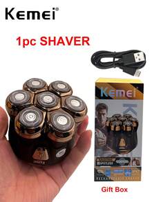 Kemei 新款电动理发器剃须刀套装,金属理发器,低噪音理发机,7D电动剃须刀,男士可充电剃须刀,专业沙龙或家用,男士胡须修剪及剃须,光头剃须刀,男士礼物,高品质男士专属礼物,生日礼物,父亲节礼物 - 查看 14