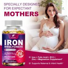 Iron Capsules, With Vitamin C, Red Blood Cell Support, Energy Production, For Women - 1瓶 - 查看 6