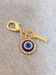 1pc Initial Letter Blue Evil Eye Rhinestone Keychain - Symbolic Gift, Protection And Good Luck - Fashion Accessory, Suitable For Car Keys/Bag Pendant, Ideal Holiday Gift Accessory - Multicolor - View 28