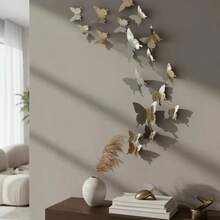 Set Of 12 3D Mirrored Butterfly Wall Stickers For Living Room, Bedroom, And Party Decorations - 查看 8