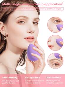 5/37PCS Makeup Tools Set Including:25PCS Makeup Brush Set+3PCS Makeup Sponges+3PCS Triangle Powder Puffs+1pc Hairband+2PCS Hand Bowl Strap+2PCS Facial Cleansing Sponges+1pc Makeup Brush Cleaning Tools - Mauve Purple - View 9