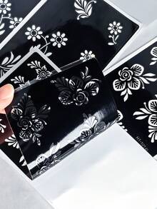 4张临时纹身贴纸套装，可重复使用的花卉图案人体彩绘模板，适用于女性身体彩绘和曼海蒂图案 - 查看 9